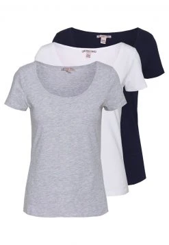 Descuento 😉 Anna Field 3 PACK - Camiseta Básica - White/navy/light Grey Melange, Mujer 🔥