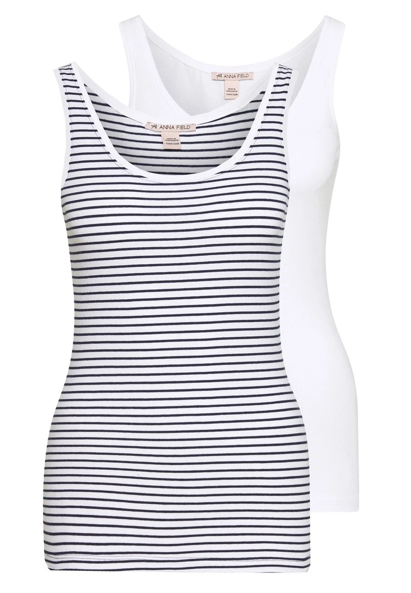 Mejor precio 😍 Anna Field 2 PACK - Top - White Base/navy/white, Mujer ❤️ 3 Mejor precio 😍 Anna Field 2 PACK - Top - White Base/navy/white, Mujer ❤️