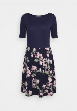 Barato ✨ Anna Field BOAT NECK PRINT 👍 DRESS WITH SOLID 🎁 SKIRT - Vestido Ligero - Dark Blue, Mujer ⭐