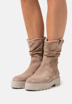 Para estrenar 😍 Anna Field LEATHER - Botas Con Plataforma - Beige, Mujer 🛒