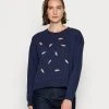 Venta al por mayor 🧨 Anna Field Embroidered Sweatshirt Regular Fit - Sudadera - Dark Blue, Mujer 👍