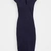 Lo mas barato 🛒 Anna Field CAP SLEEVES STRAIGHT V NECK DETAILING MINI ✔️ DRESS - Vestido De Tubo - Dark Blue, Mujer ❤️