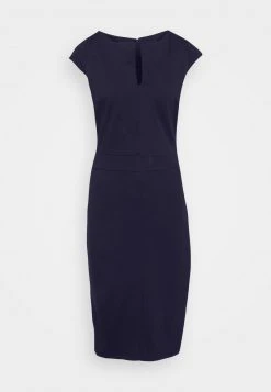 Lo mas barato 🛒 Anna Field CAP SLEEVES STRAIGHT V NECK DETAILING MINI ✔️ DRESS - Vestido De Tubo - Dark Blue, Mujer ❤️