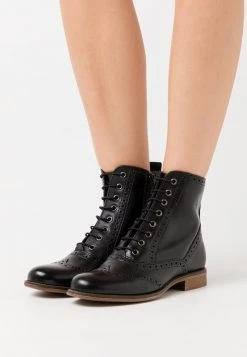 mejor venta 🎁 Anna Field LEATHER - Botines Con Cordones - Black, Mujer 🧨