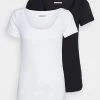 mejor venta ✔️ Anna Field 2 PACK - Camiseta Básica - Black/white, Mujer 😀