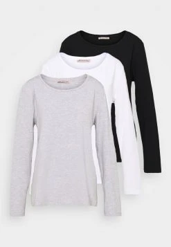 Venta express 🥰 Anna Field 3 PACK - Camiseta De Manga Larga - Black/white/mottled Light Grey, Mujer ✔️ -Tienda barata Anna Field 961352bddf144aa8ae41be158008bf1b