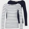 Lo mas barato 🎉 Anna Field 2 PACK - Camiseta De Manga Larga - White/navy, Mujer 🎉