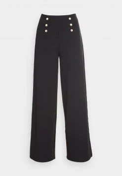 Nuevo ✨ Anna Field BUTTON WAIST WIDE LEG PANTS - Pantalones - Black, Mujer 🎁 -Tienda barata Anna Field a4789d84cbc0447eb7ec484092525895