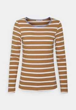 ofertas ⌛ Anna Field STRIPEY CONTRAST - Camiseta De Manga Larga - Brown, Mujer 👍