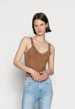 Mejor trato 🎁 Anna Field SCALLOP LACE - Top - Brown, Mujer 🥰