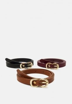 Presupuesto 😀 Anna Field 3 PACK - Cinturón - Black /bordeaux/cognac, Mujer 🎁