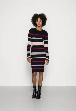 ofertas ✨ Anna Field REGULAR FIT STRIPES ⌛ DRESS - Vestido De Punto - Black/red/pink, Mujer ⭐